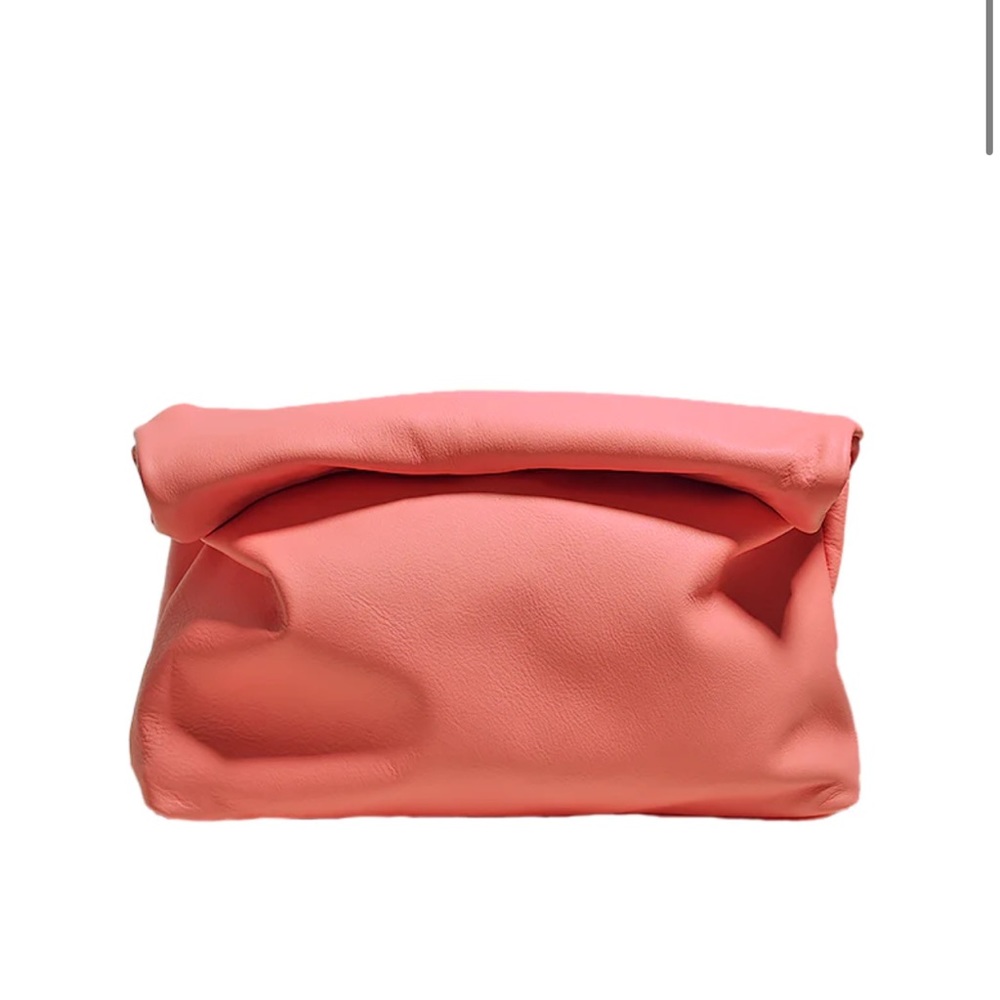 NWT pink leather clutch